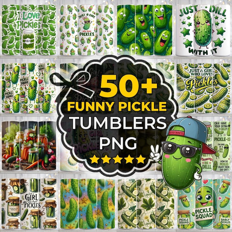 Funny Pickle Tumbler Wrap, Funny Pickle Clip Art, Pickle Lover Png ...