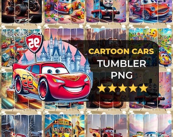 Cartoon 20oz Skinny Tumbler Png, Cartoon Characters 20oz Tumbler Png, Tumbler Png Wraps Design, Cars 20oz Tumbler Wrap