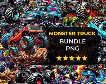 Paquete de imágenes PNG de Monster Truck, sublimación de camiones, camión de cumpleaños infantil, imágenes prediseñadas de Monster Truck, imágenes prediseñadas de Monster Truck Svg, imágenes prediseñadas de vehículos todoterreno extremos