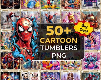 50+ Cartoon Tumbler Wrap, Cartoon Tumbler Wraps, Kids Tumbler Png, Sublimation Designs, Cartoons Png Tumbler, 20oz Skinny Tumbler, Svg