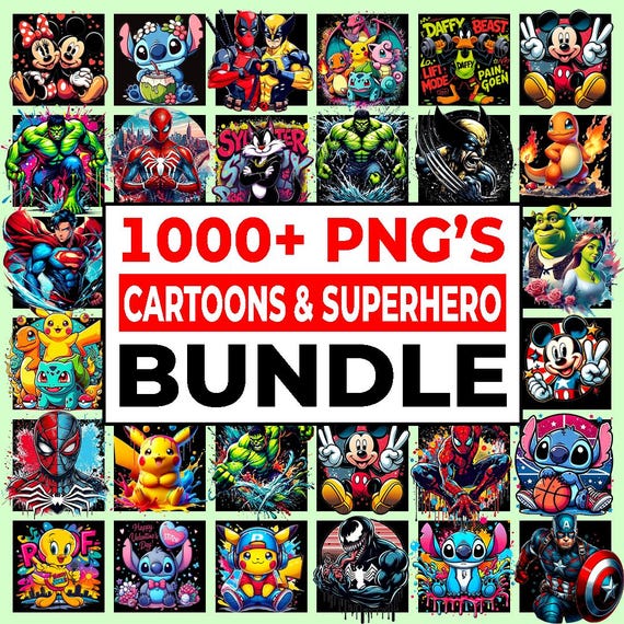 1000+ Funny Cartoon Bundle Png, Cartoon Characters, Retro Png Files, T Shirts Design, Cartoon Clipart, Superhero Cartoon, Sublimation Design