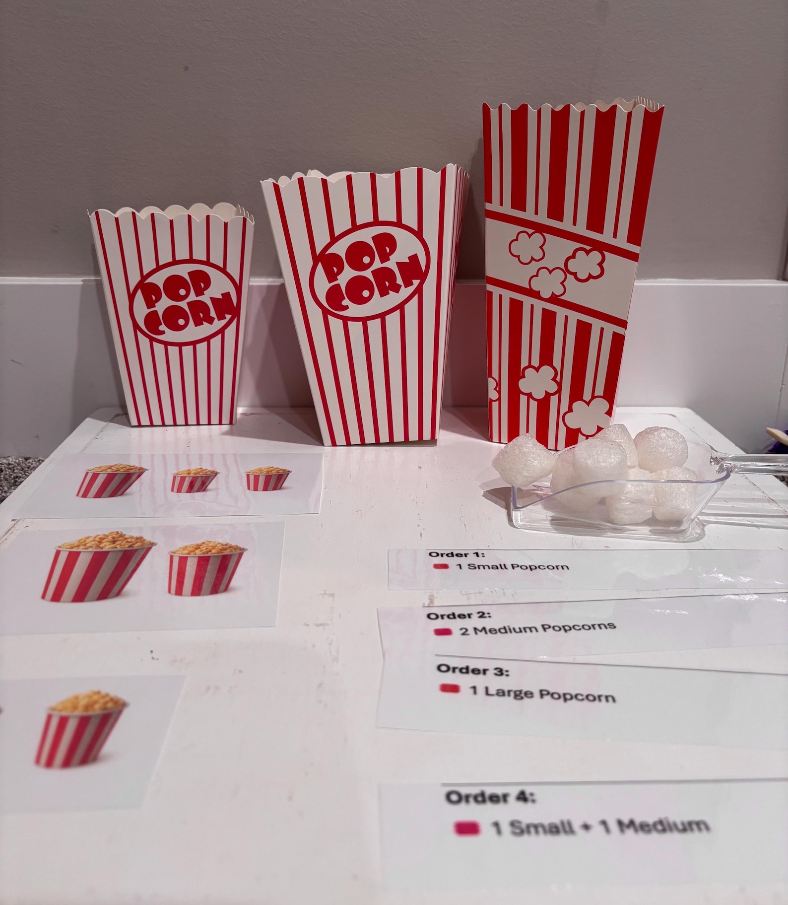 Popcorn Order Sensory Bin Popcorn Order Sets With Scoops and Popcorn Buckets - Etsy