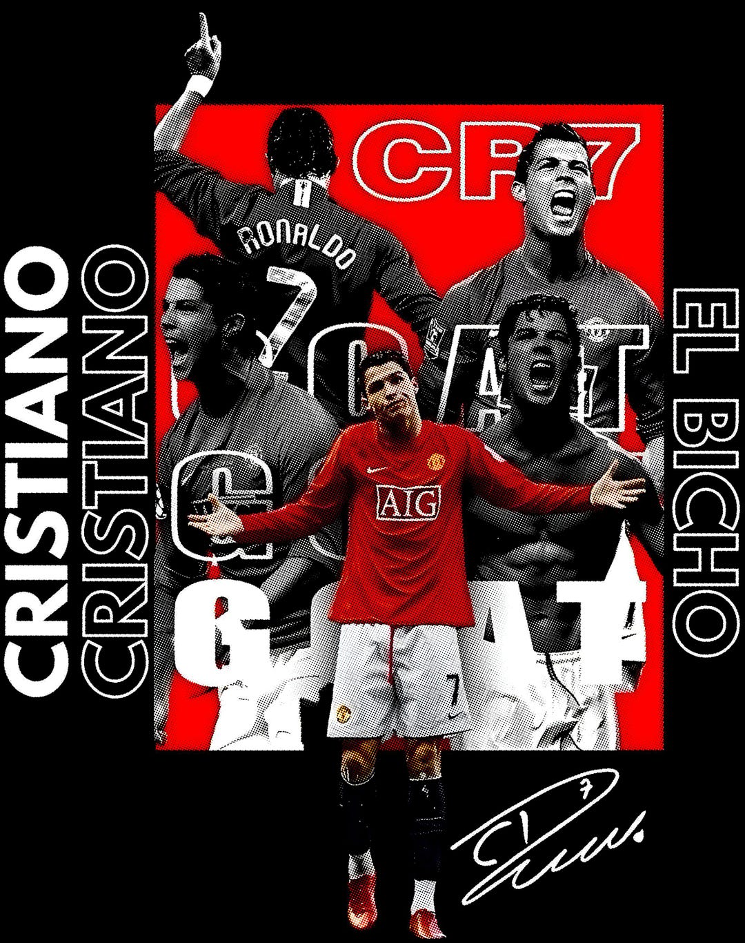 Cristiano Ronaldo Design Dtf Png Halftone T-shirt Digital Screen ...