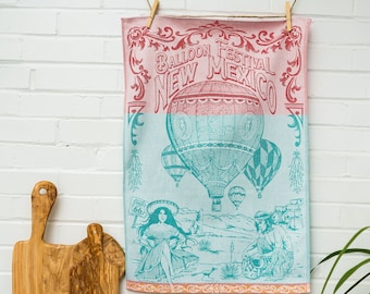 Hot Air Balloon Jacquard Tea Towel - New Mexico - 100% Cotton Kitchen Towels - Air Balloon Present - NM Travel - Unique Gift