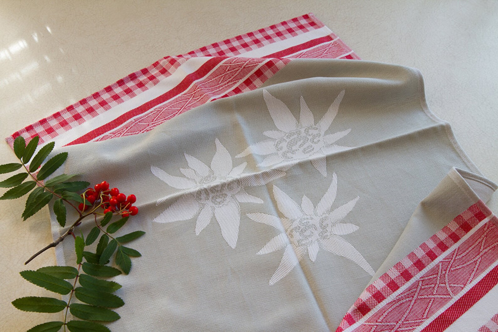 Edelweiss Jacquard Blue Kitchen Dish Towel - 100% Cotton, Made In Czech Republic