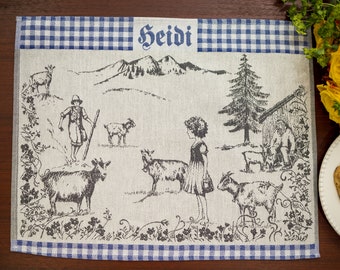 Heidi Jacquard Tea Towel or Placemat  Swiss Alps Luxury Woven Small Kitchen Cotton Towel   Little Girls Room Decor Switzerland Alpine Design