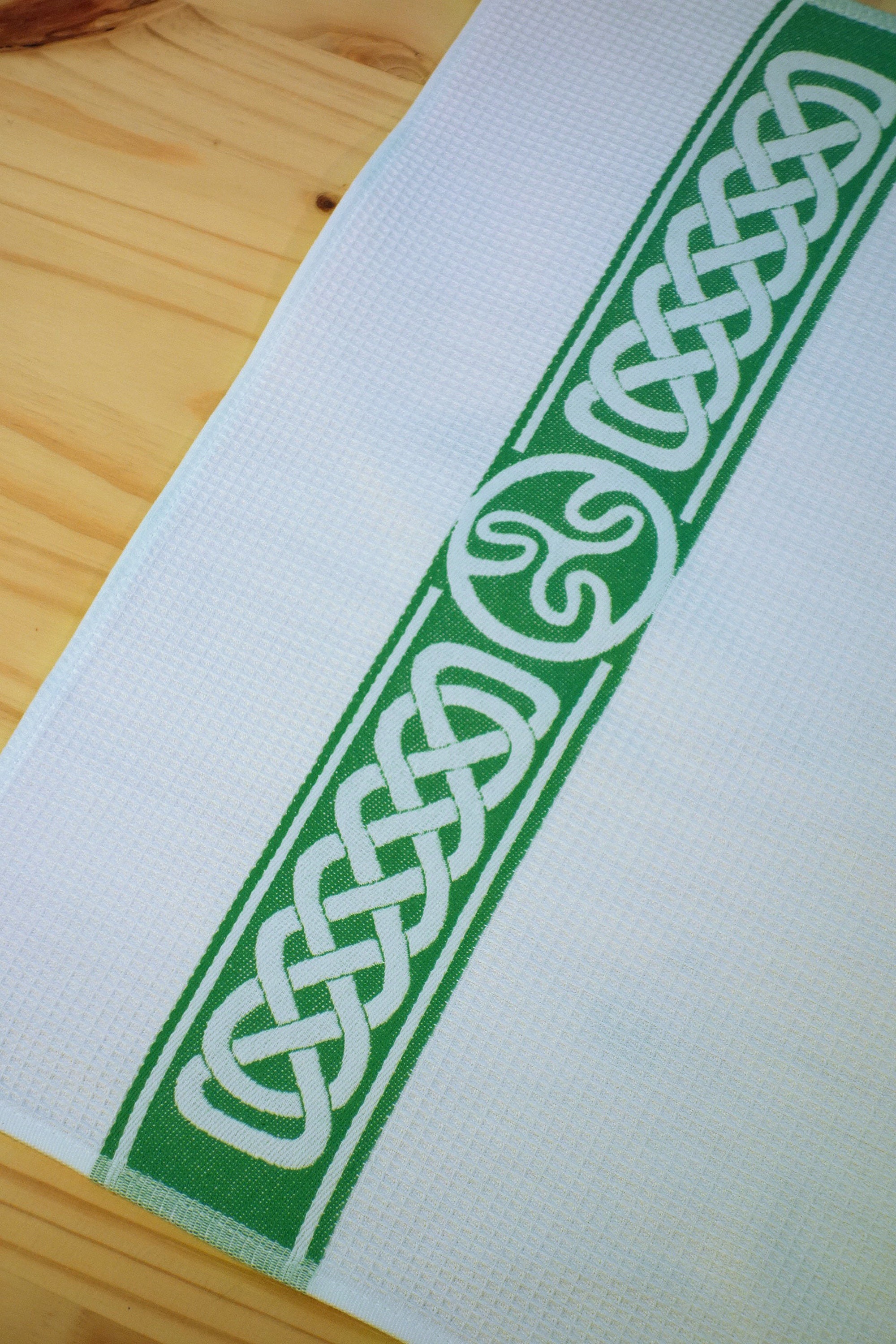 Irish Kitchen Tea Towel Green Celtic Knot Towels Jacquard Tea Etsy