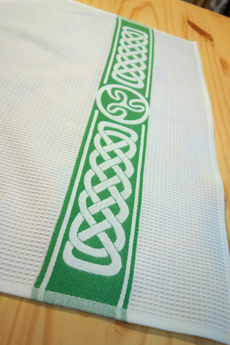 Irish Kitchen Tea Towel Ireland Decor Green Celtic Knot Etsy