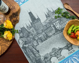 Prague Jacquard Tea Towel – Medieval Czech Republic Kitchen Linen