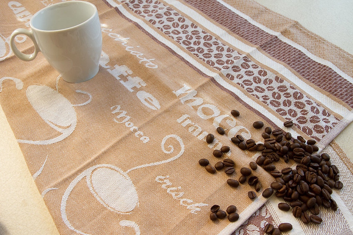 Coffee Lover Jacquard Kitchen Tea Towel Luxury Cotton Towels Etsy