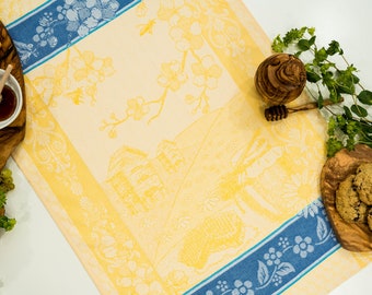 Honey Bee Jacquard Tea Towel - 100% Cotton - Beekeeper Gift - Beehive - Luxury Linens - Woven in Czech Republic - Family Designed