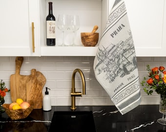 Prague Jacquard Tea Towel – Czech Republic Cotton Kitchen Linen
