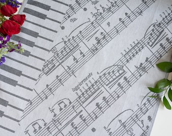 Piano Music Notes Wall Art, Jacquard Woven Textile, Sheet Music Decor, Music Lover Gift, Piano Teacher Gift, Music Room Wall Hanging