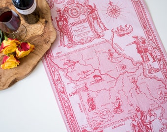 Missouri Map Jacquard Tea Towel - Kitchen Luxury Kitchen Towel - Hannibal - Daniel Boone - Gift for the History Lover - St Louis