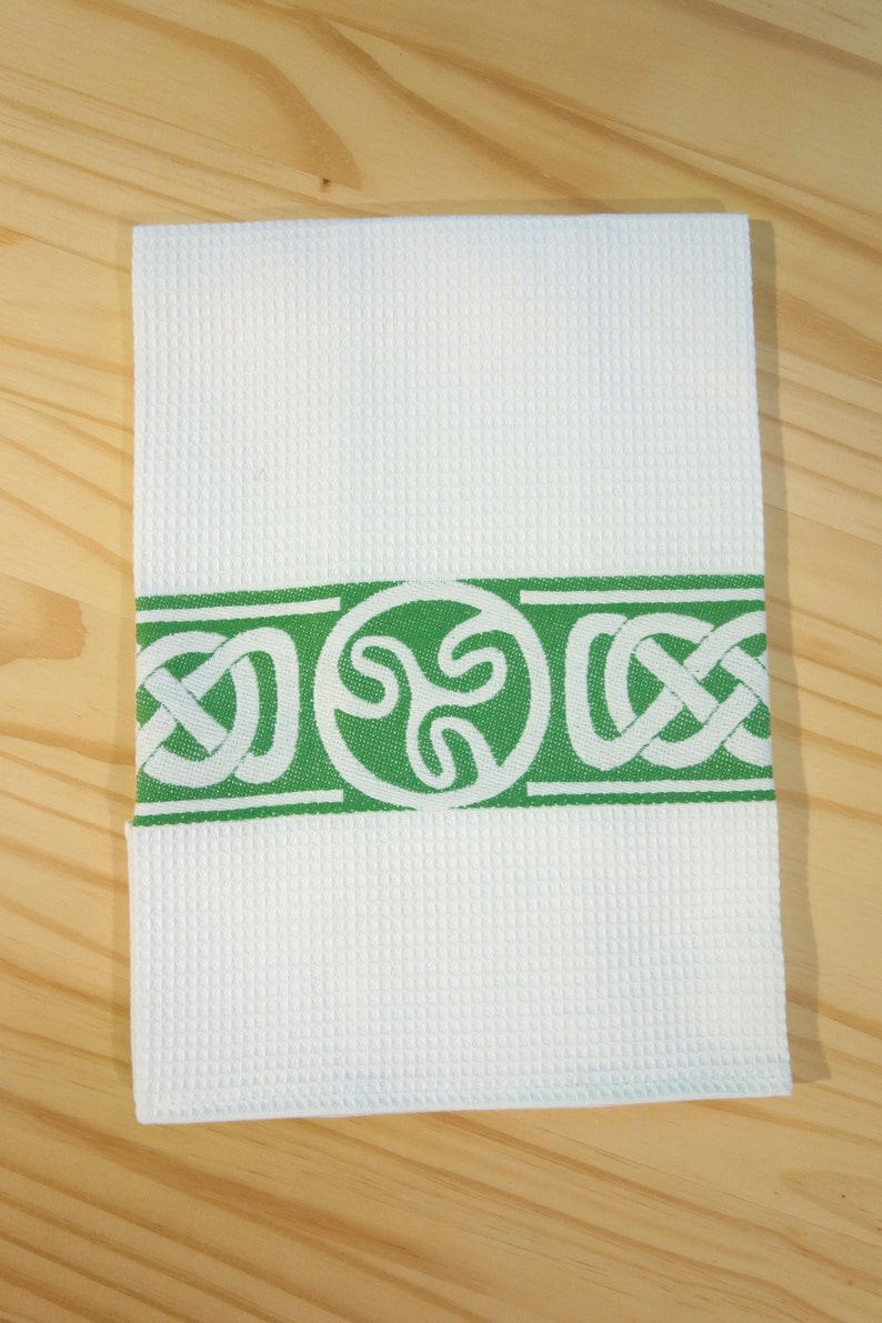 Irish Kitchen Tea Towel Ireland Decor Green Celtic Knot Etsy