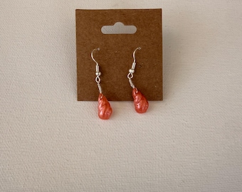 pink/coral resin shell dangle earrings! Handmade by me :)