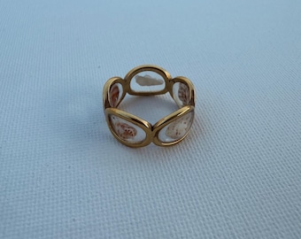 gold resin ring with multiple tiny shells, shells found in turks and caicos and ring handmade by me!