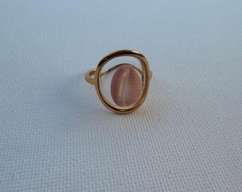 gold resin ring with shell, shell found in turks and caicos and ring handmade by me!