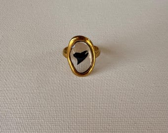 gold resin ring with shark tooth, tooth found and ring handmade by me!