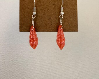 pink/coral resin shell dangle earrings! Handmade by me :)