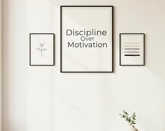 Discipline Over Motivation Poster | Minimalist Wall Art | Motivational Quote Print | Gym Decor | Office Wall Art | Inspirational Home Decor