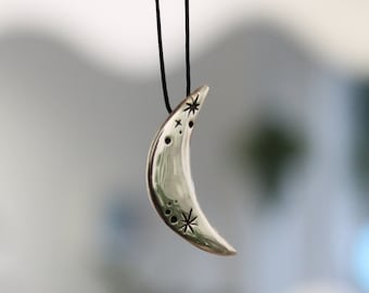 To the moon and back / Crescent pendant / Sterling Silver necklace / Gift / Bohemian / Star pendant