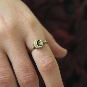 Tiny crescent unisex ring image 1