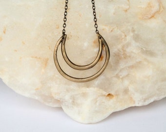 Bronze Crescent necklace / Sterling Silver necklace / Gift / Bohemian
