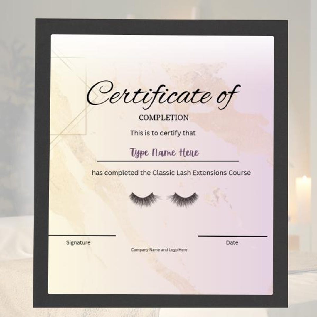 Editable Lash Certificate - Etsy Australia