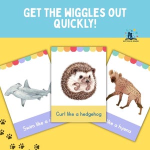 Tarjetas imprimibles de movimiento de animales para niños / Tarjetas de pausa activa para la educación en casa / Divertido juego de movimiento para niños imagen 2