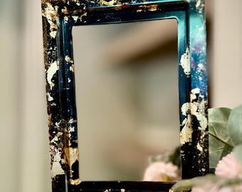 Black & Gold Resin Open Back Picture Frame | Glam Photo Display | Luxury Corporate Client Gift