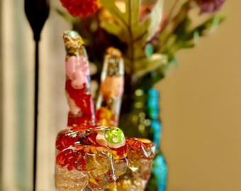 Peace Sign Hand Resin Desk Accessory | Colorful Resin Art Sculpture | Peacemaker Office Decor