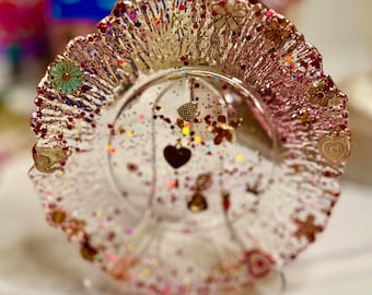 Coquette Resin Dessert Plate | Pink Bow Scalloped Trinket Dish | Dopamine Decor Tea Party Accent