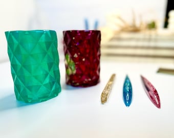 Diamond Cut Resin Pen Holder | Dopamine Decor Office Desk Organizer for Teachers, Students, Home Office, Gift for Co-Workers