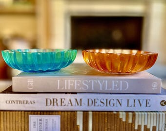 Hot Pink Diamond Resin Catchall Bowl | Faceted Jewelry Dish | Unique Trinket Candy Bowl | Office Desk Decor