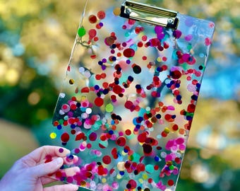 Confetti Resin Clipboard with NEW Confetti Debut | Happy Planner Gift | Handmade Office Supply
