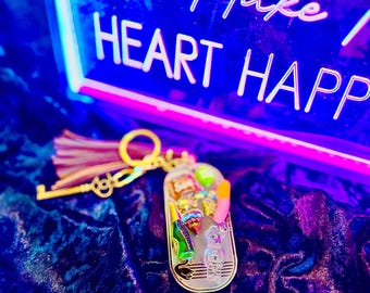 DJ Bear Motel Keychain - Midnight Motel Collection - Music Lover Gift - Neon Nightlife - Room 808
