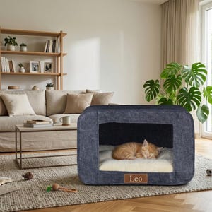 Rektangulärt katthus | Minimalistiskt djurhem | Kattlägenhet inomhus | Estetiska husdjursmöbler