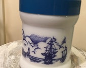 Vintage Milk Humidor, Opaline Dutch Cigar Tobacco Jar, Collector Jar, Ocean Windmill Canister, Kitchen Storage