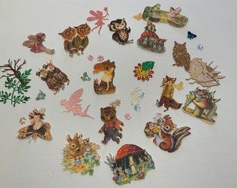 Éphémères forestiers d'inspiration vintage, scrapbooking, découpage, journaux indésirables, travaux manuels en papier