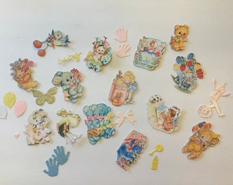 Nursery & Baby Shower Vintage Ephemera Baby Scrapbook Crafting Supplies 85  Pieces retro Mid Century Kitsch 