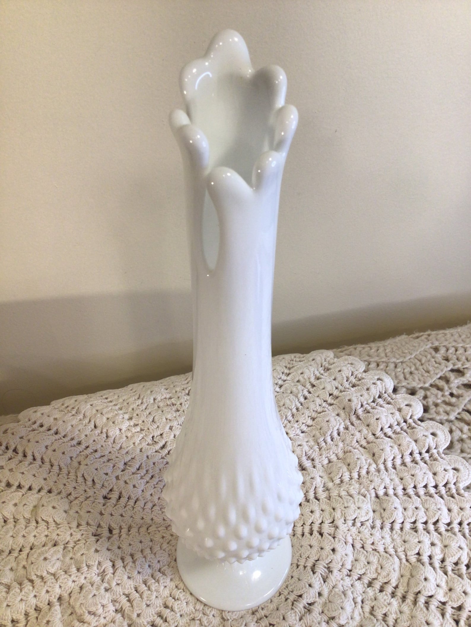 Vintage Milk Glass Swung Vase Hobnail Fenton 1960s Etsy