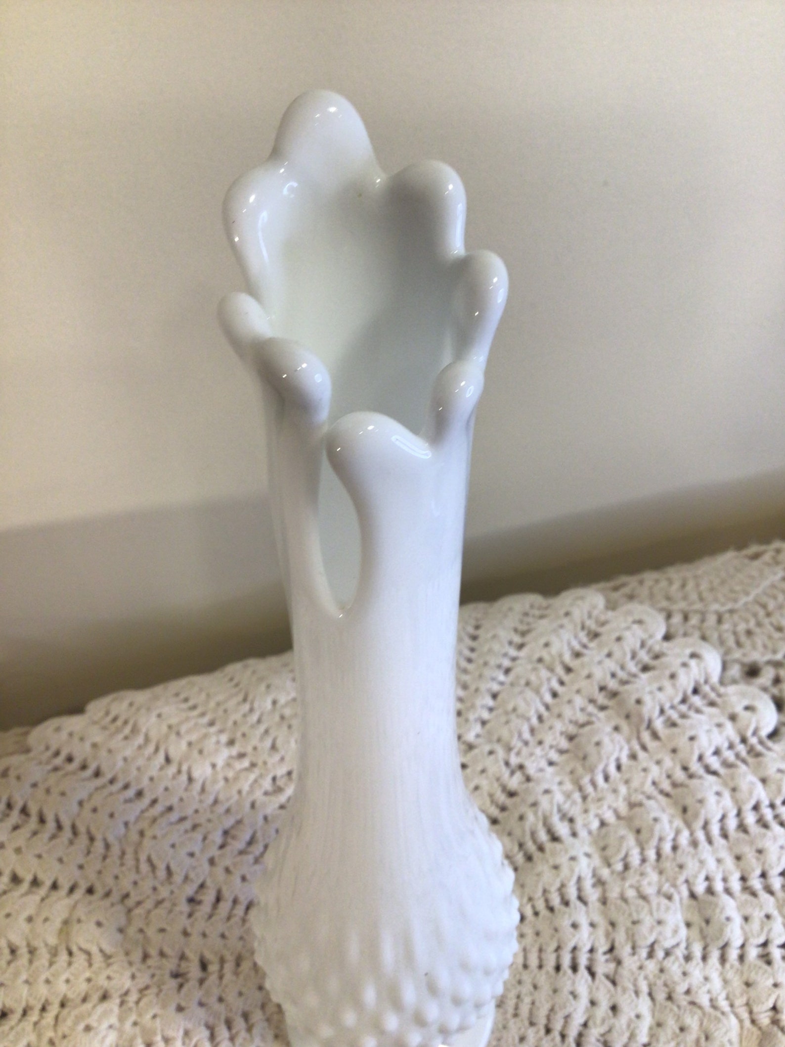 Vintage Milk Glass Swung Vase Hobnail Fenton 1960s Etsy