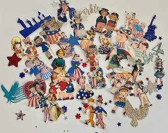 Éphémères du 4 juillet de style vintage, embellissements patriotiques pour scrapbooking
