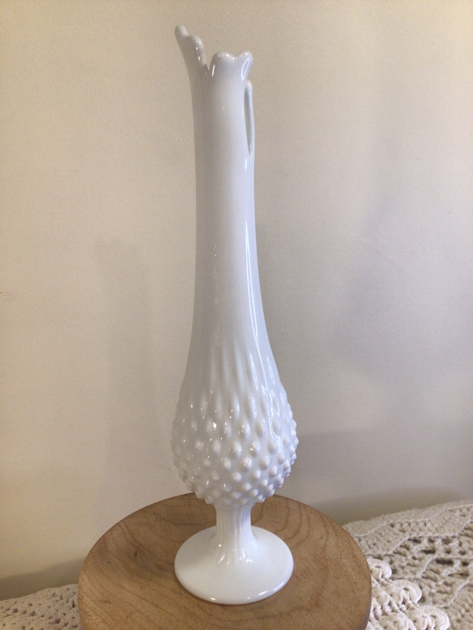 Vintage Milk Glass Swung Vase Hobnail Fenton 1960s Etsy