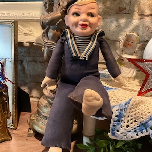 Vintage Holland American Line Cruise Ship Souvenir Jolly Boy Norah Wellings  1940’s Doll, Collecting Vintage Doll, Patriot Home Decor