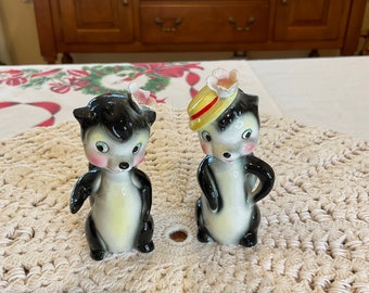Vintage Anthropomorphic Skunk Salt and Pepper Shakers