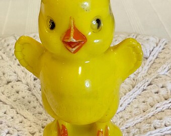 Vintage Knickerbocker Plastic Company Chick Rattle Made 1950's, Collecting Vintage Easter, Holiday Decoration