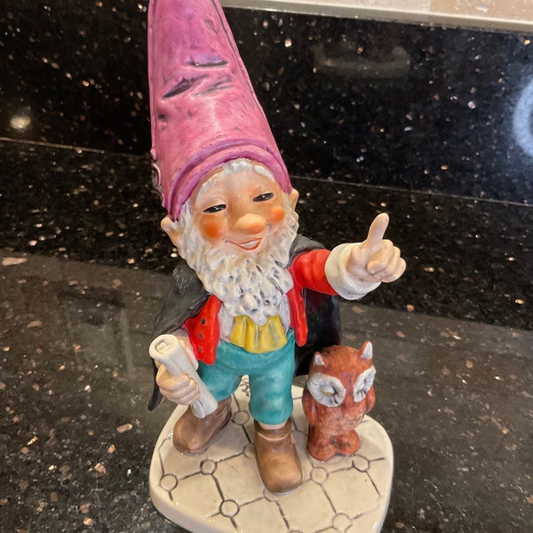 Vintage perfect Goebel Hummel “Brum the Lawter” with His Wise Owl, Collecting Goebel Hummels, Gnome Lawyer, Holiday Gift