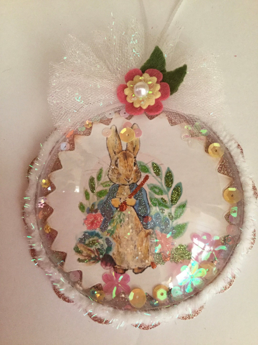 Easter Ornament Vintage Style Easter Decor Bubble Dome Etsy